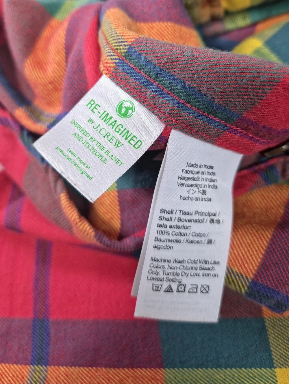 J.Crew Men Midweight Flannel Workshirt L Multicolor Plaid Cotton Button Up Shirt